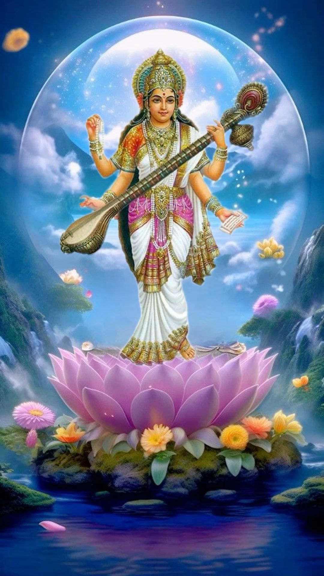 Saraswati Maa playing the Veena.