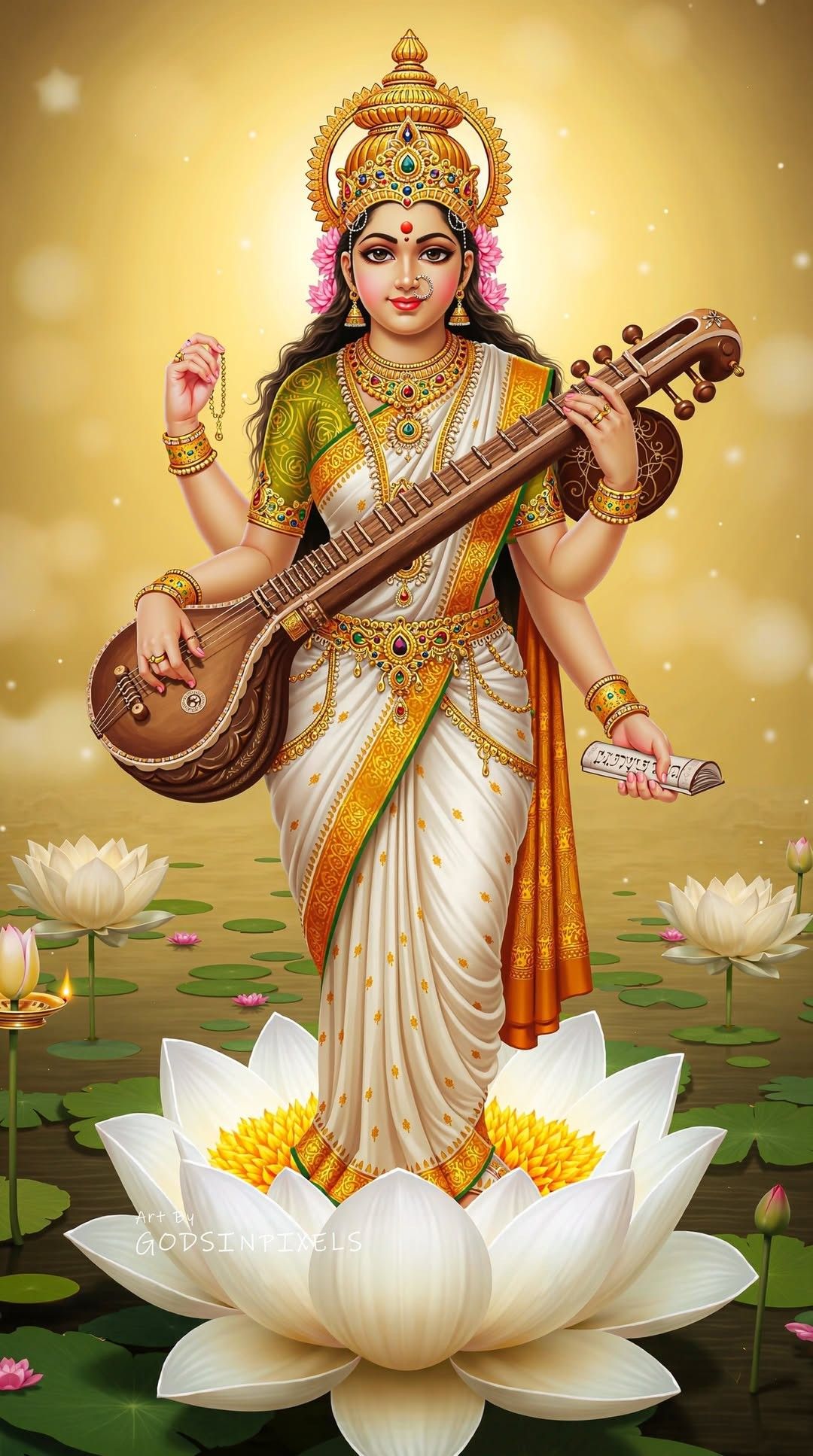 Saraswati Maa playing the veena.
