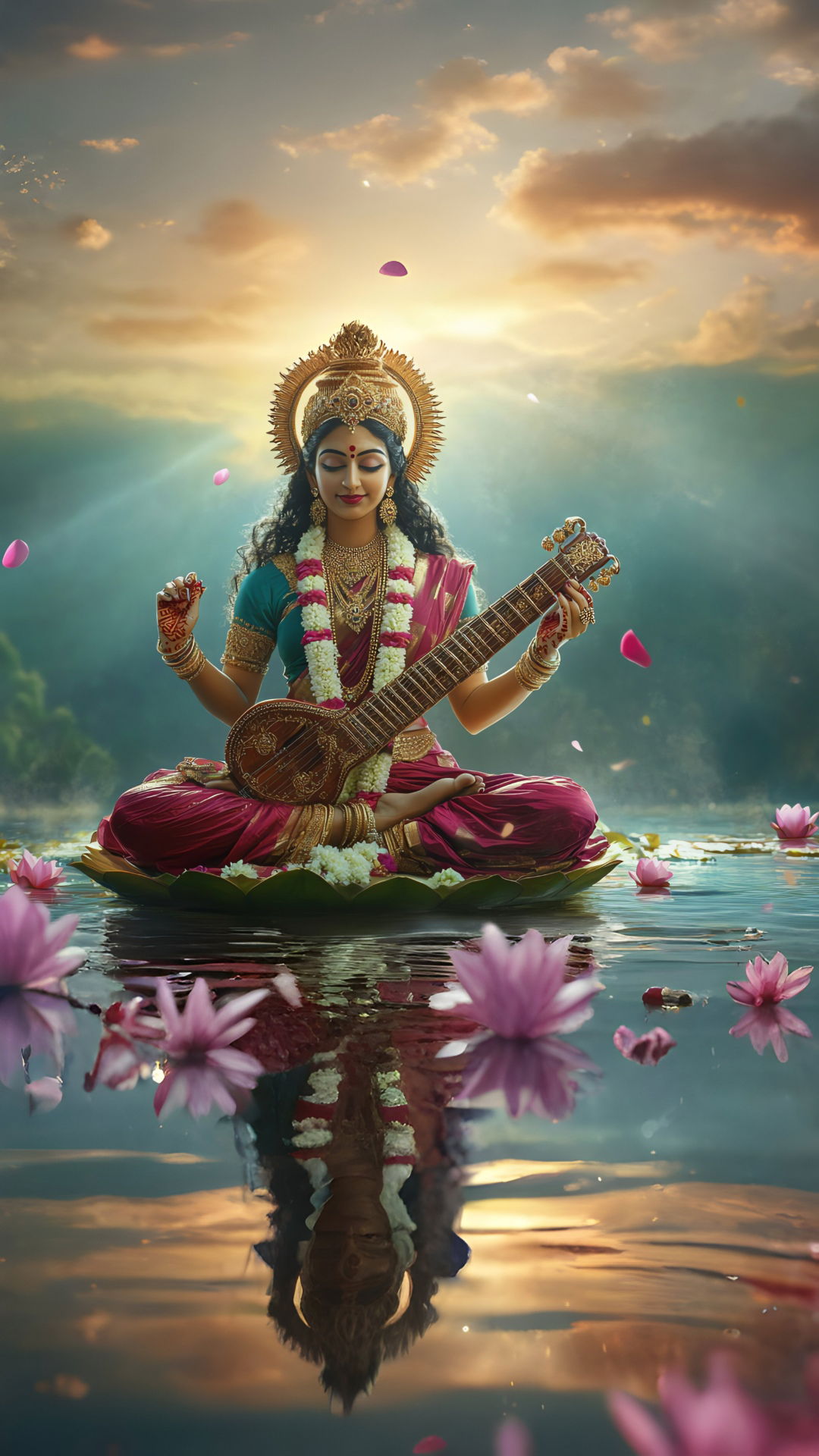 Saraswati Maa playing the Veena beautifully