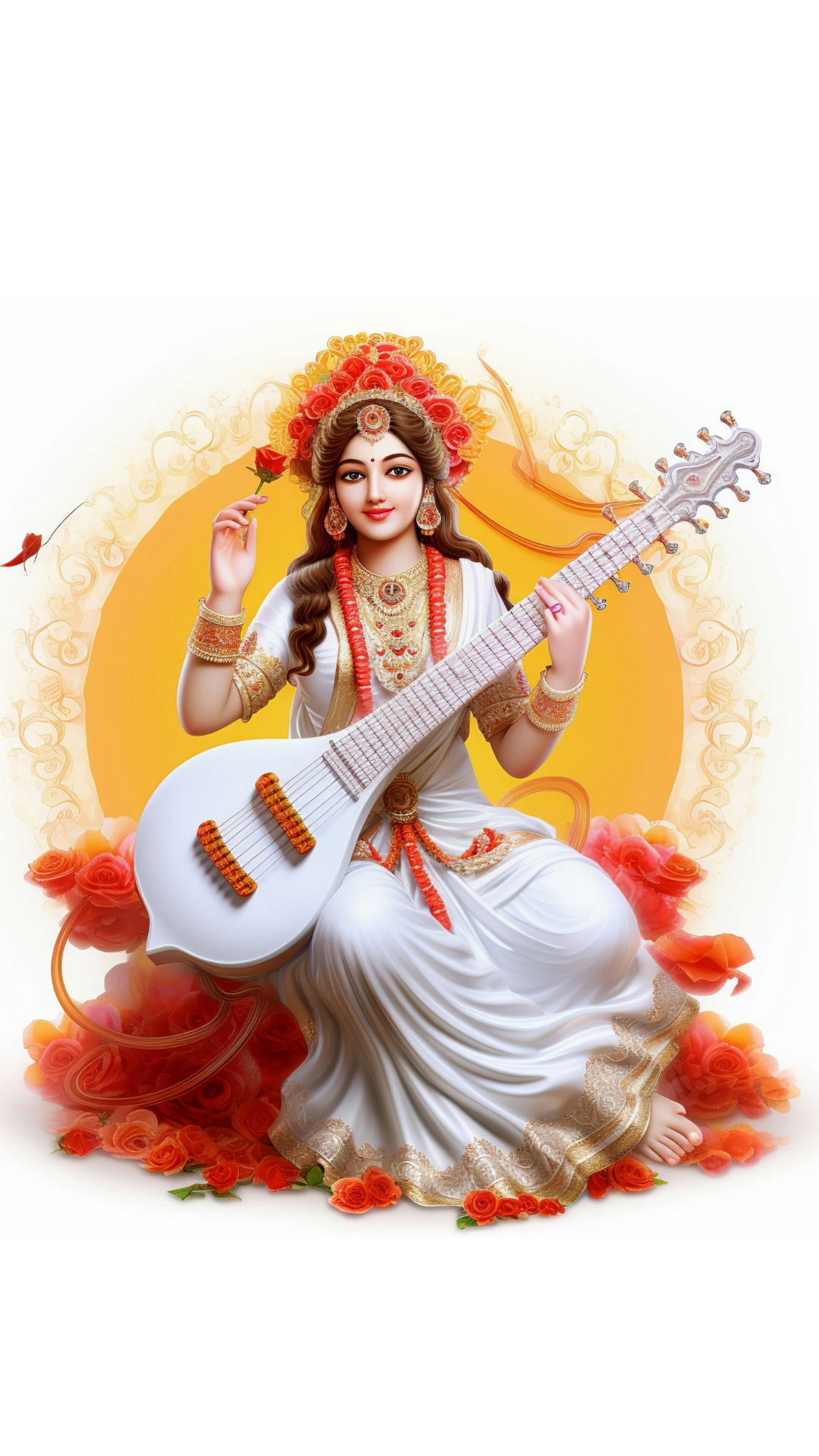 Goddess Saraswati playing the veena