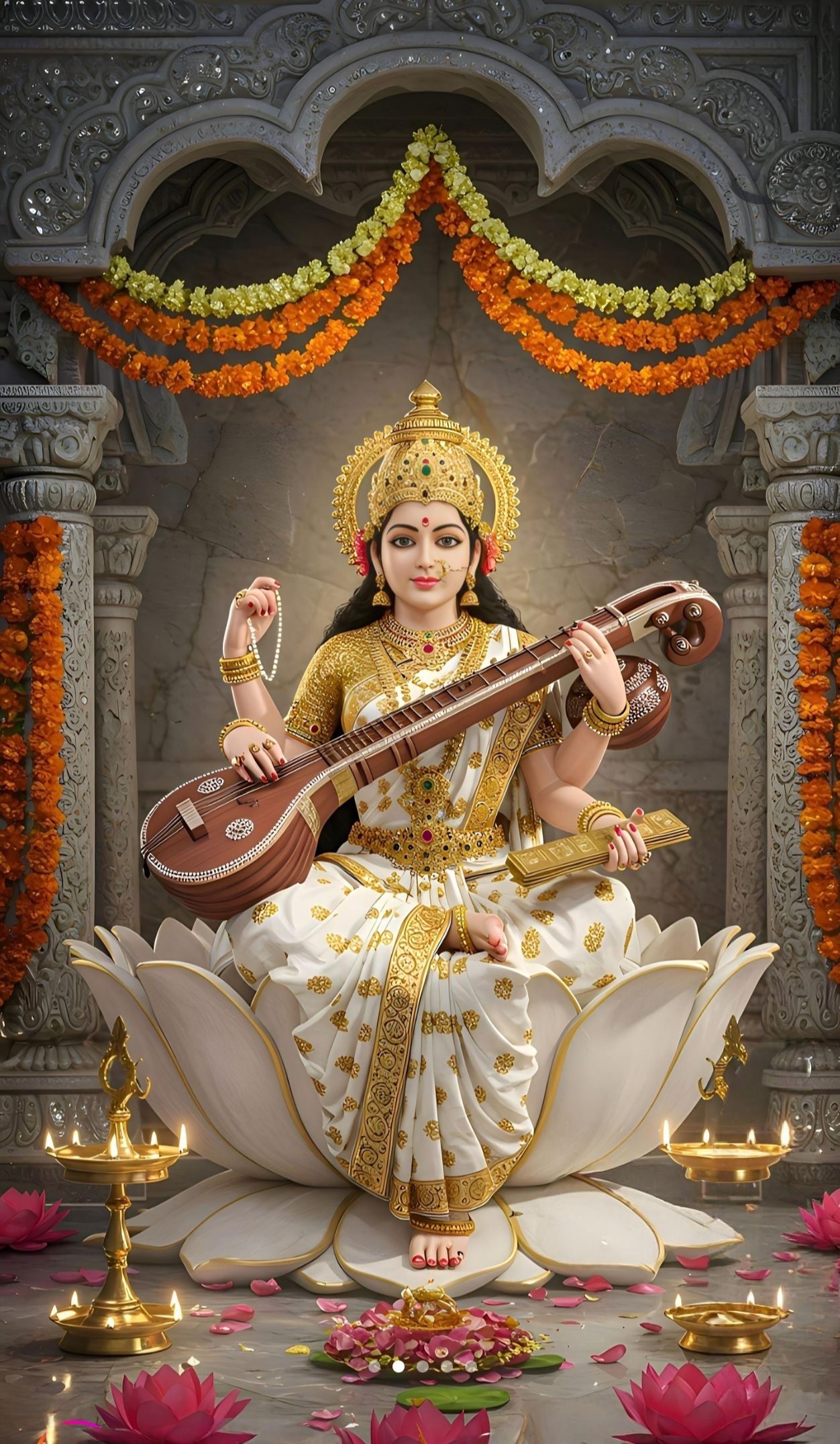 Saraswati Maa playing the veena.