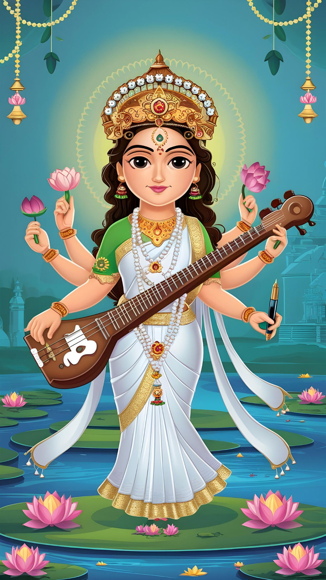 Saraswati Maa playing the veena