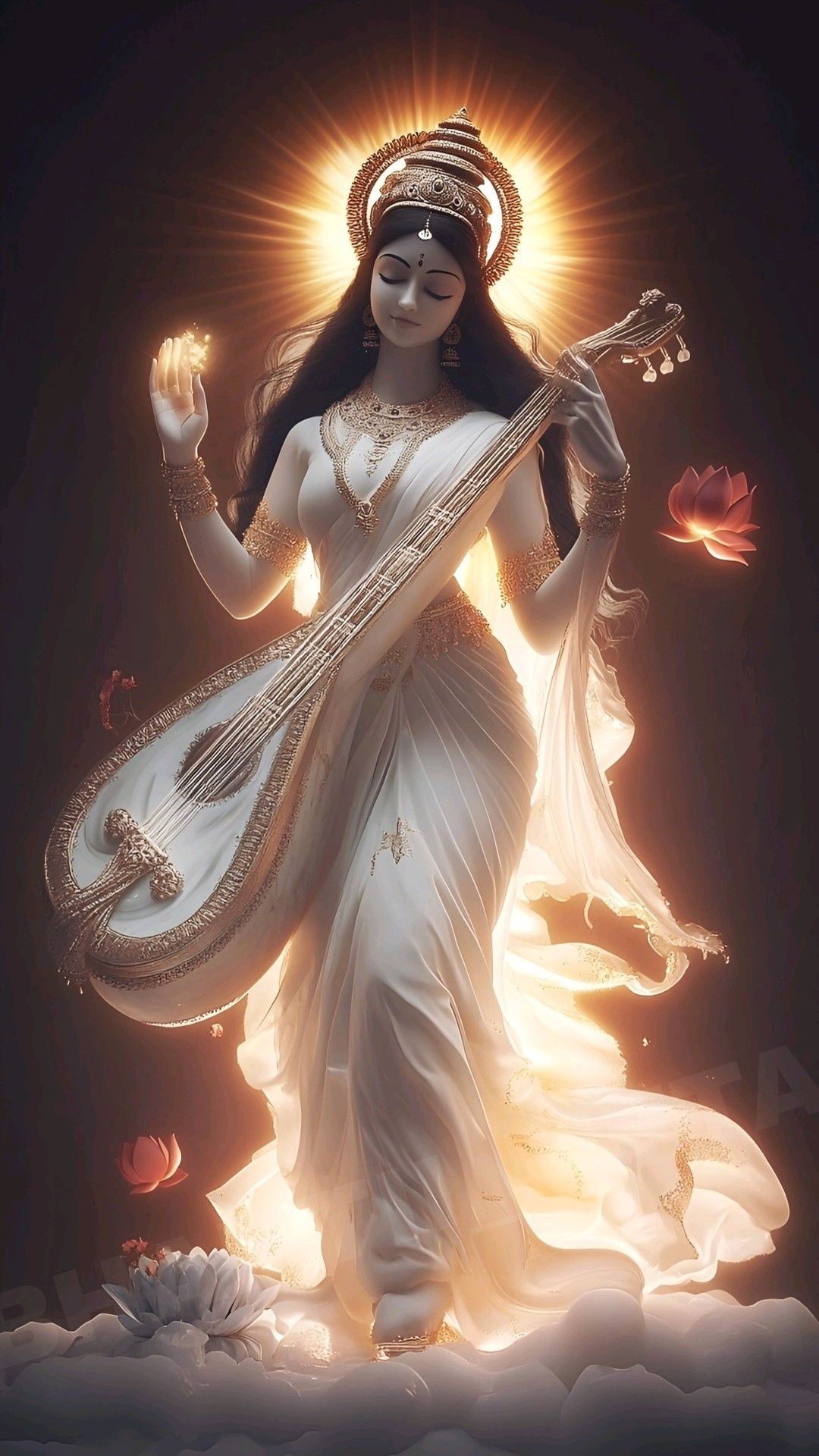 Saraswati Maa playing the veena.