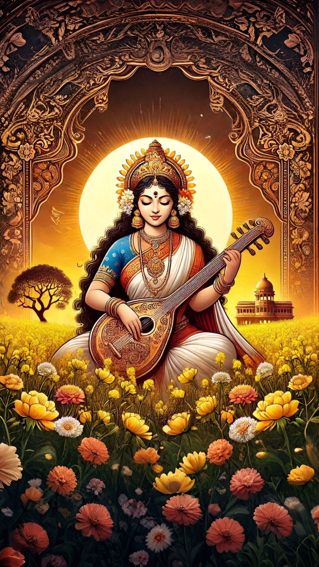 Saraswati Maa playing the veena