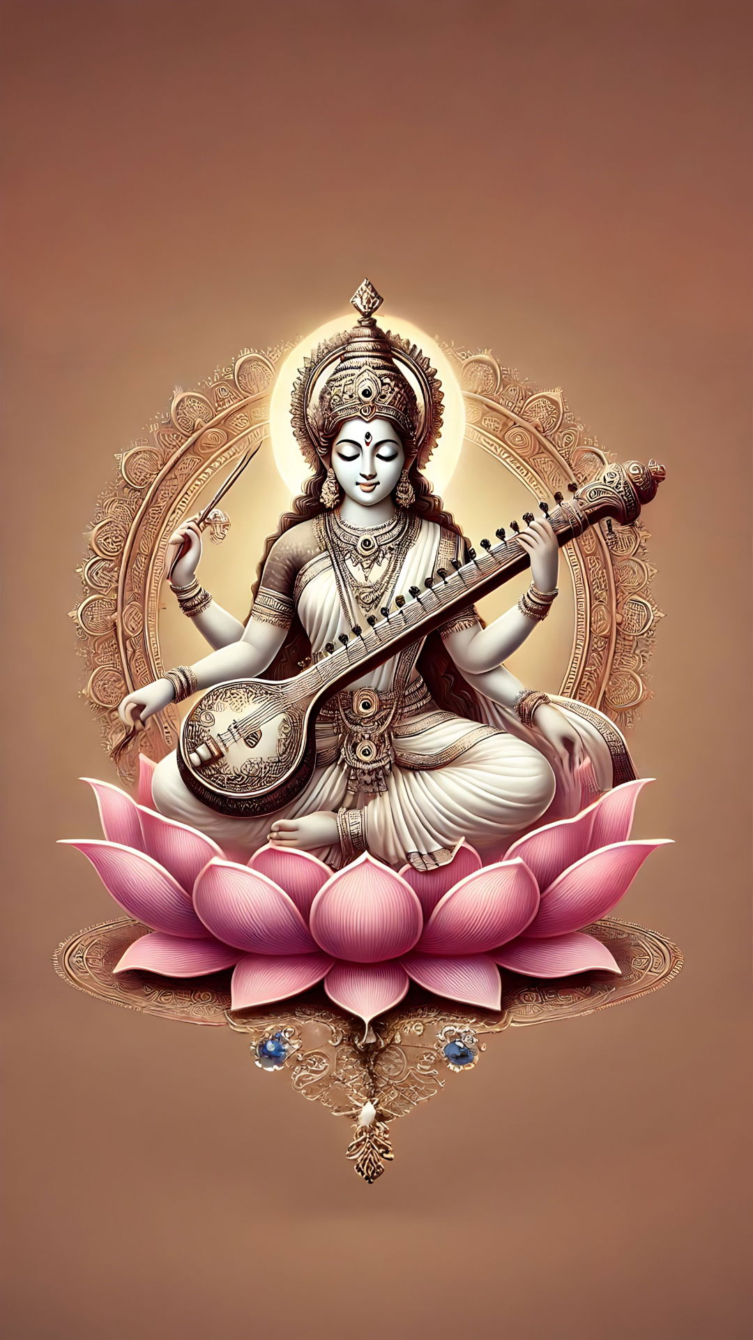 Goddess Saraswati playing the veena.