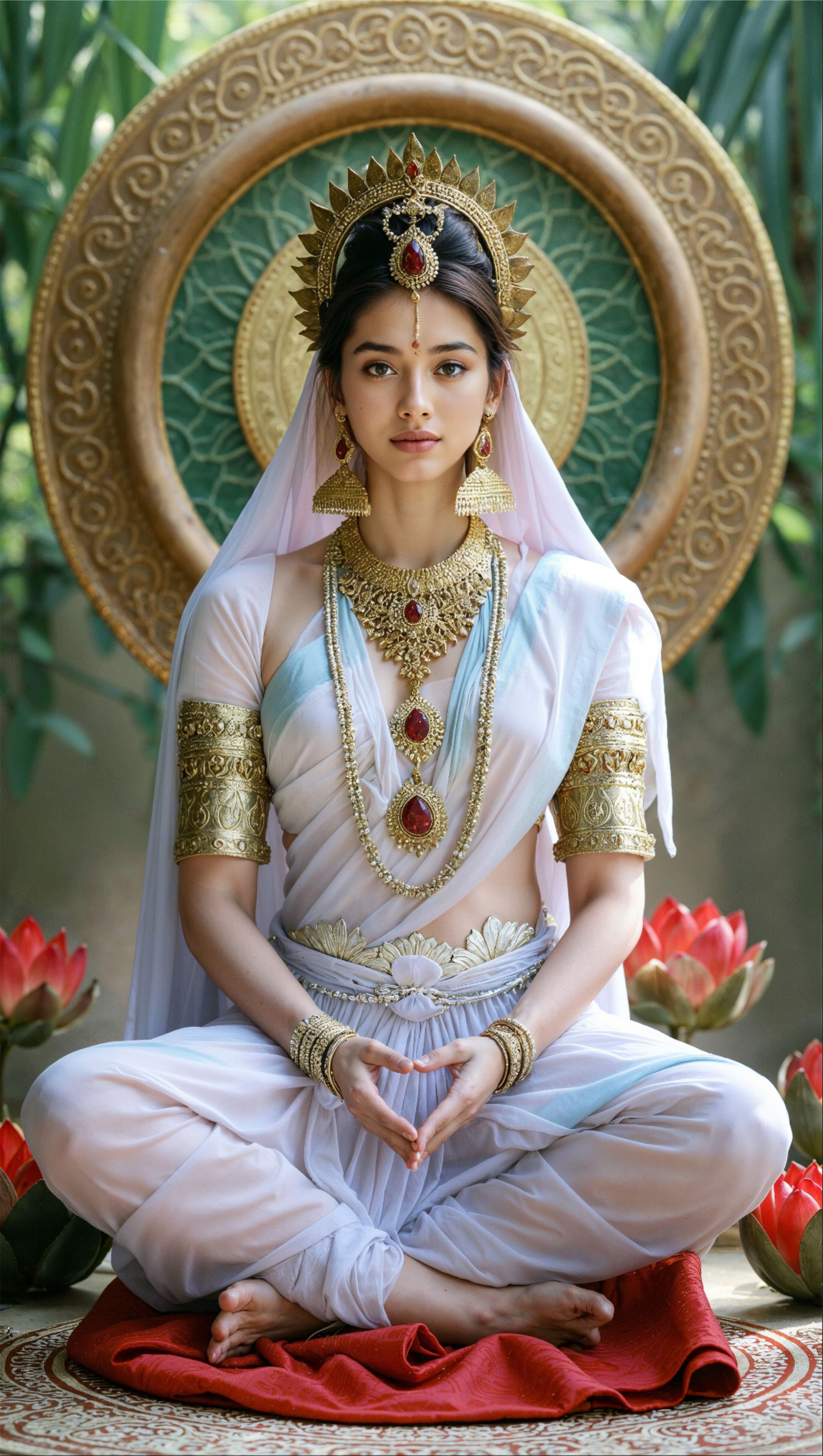 Saraswati Maa seated in prayerful pose