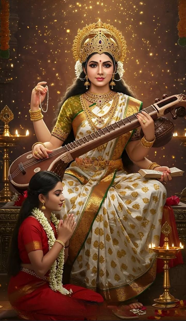 Saraswati Maa playing the veena beautifully