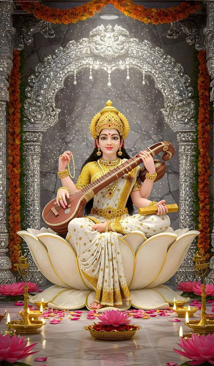 Saraswati Maa playing the Veena beautifully