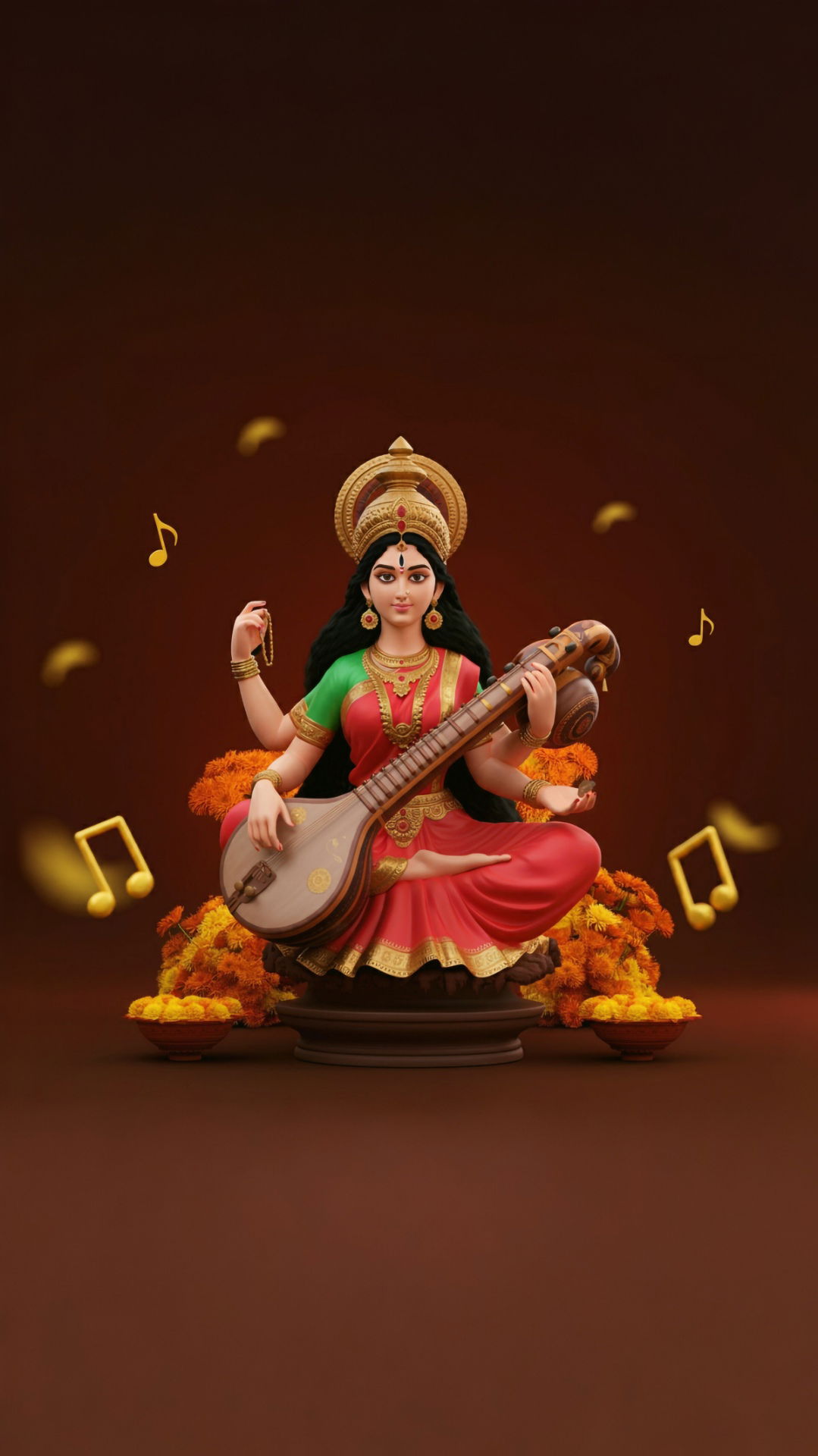 Saraswati Maa playing the veena beautifully.