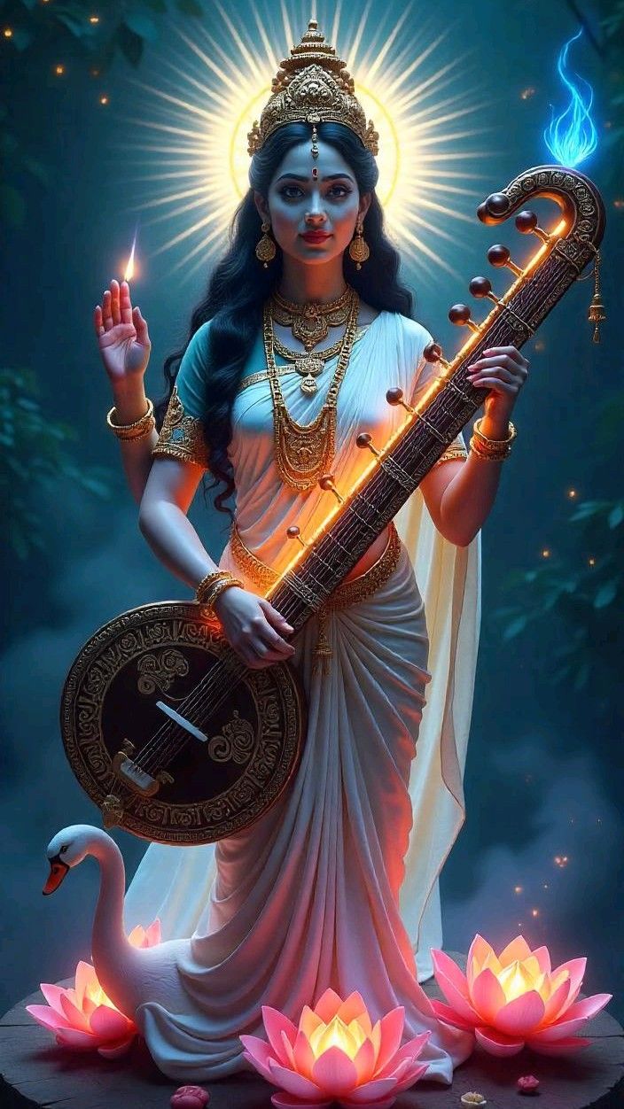 Saraswati Maa playing the Veena beautifully