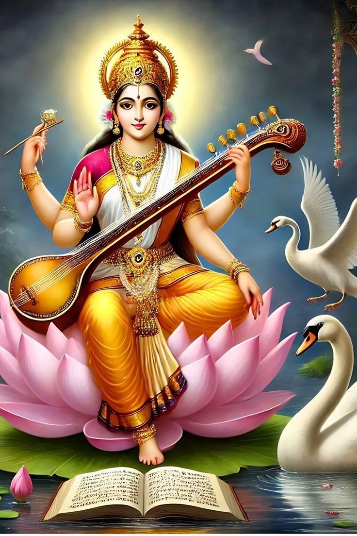 Saraswati Maa playing the veena.