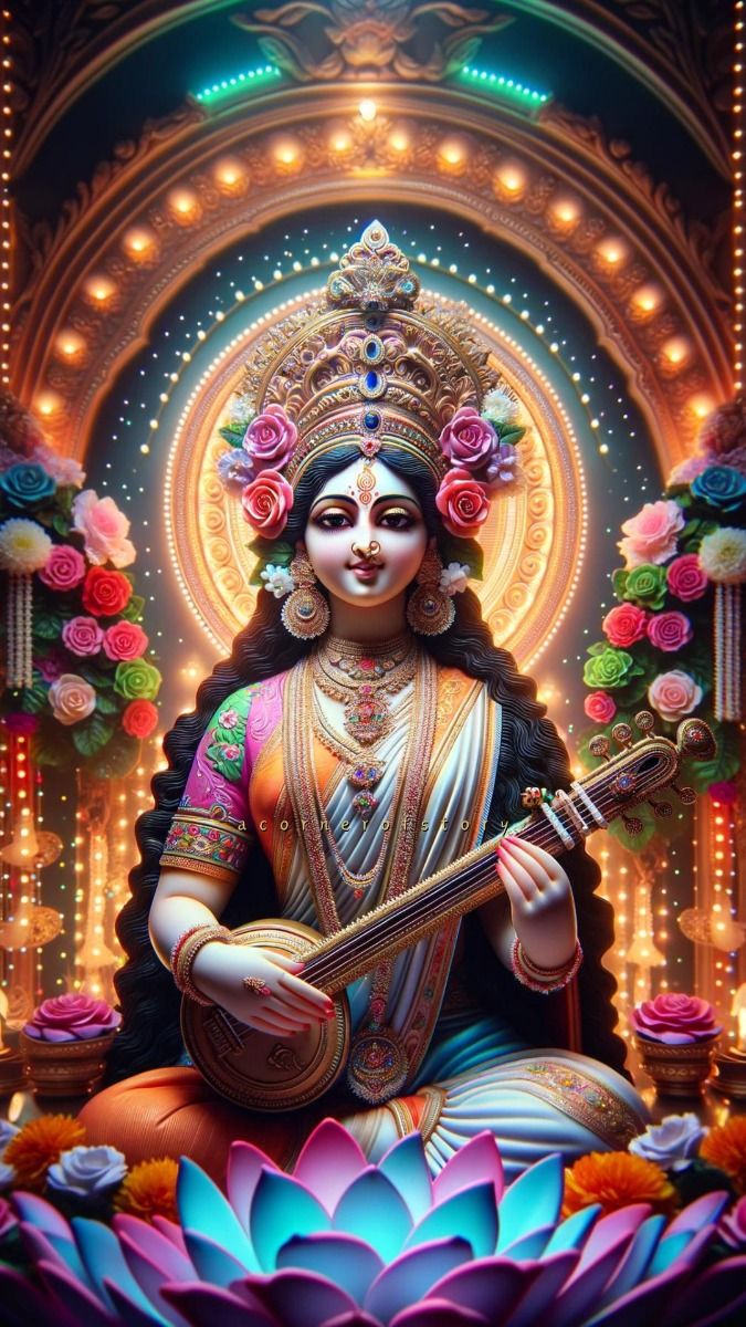 Saraswati Maa playing the veena.