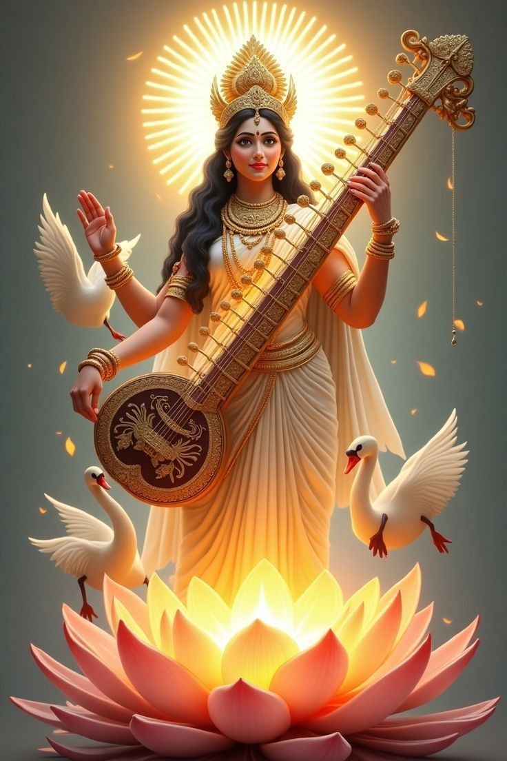 Saraswati Maa playing the veena.