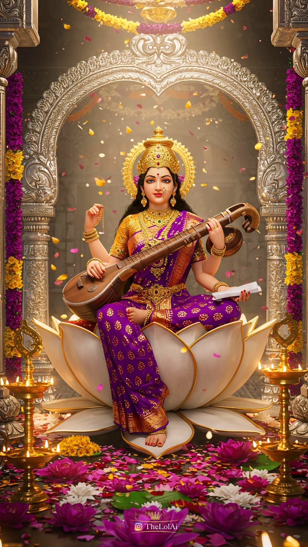 Saraswati Maa playing the veena.