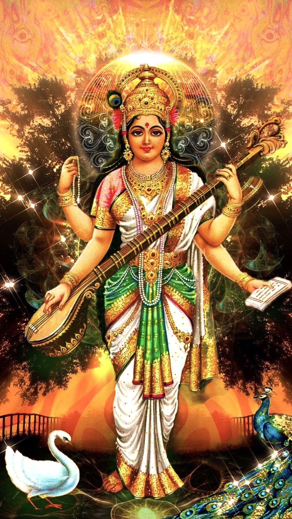 Goddess Saraswati playing the Veena