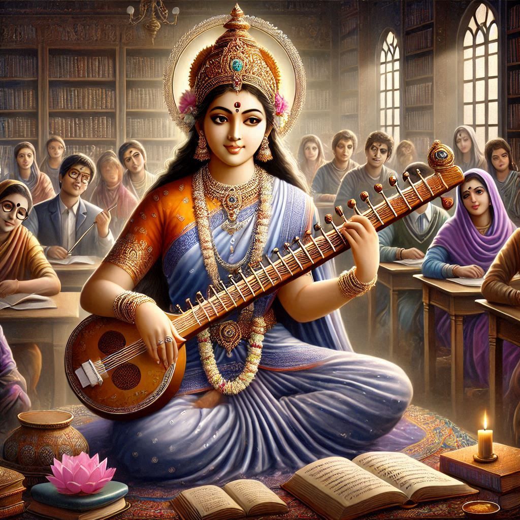 Saraswati Maa playing the veena beautifully