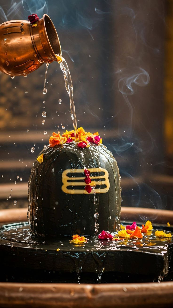 Shiva Linga during Abhishek ceremony