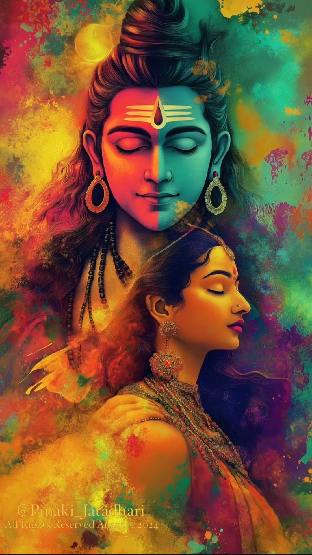 Shiva and Parvati divine portrait art