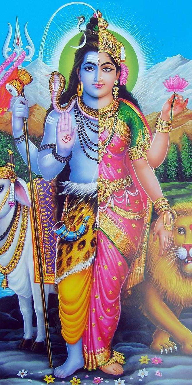 Ardhnarishvara, Shiva and Parvati united.