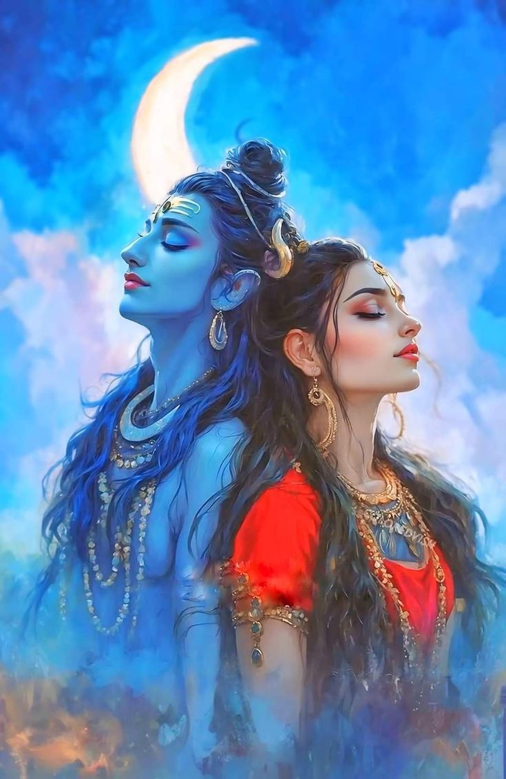Shiva Parvati divine portrait wallpaper