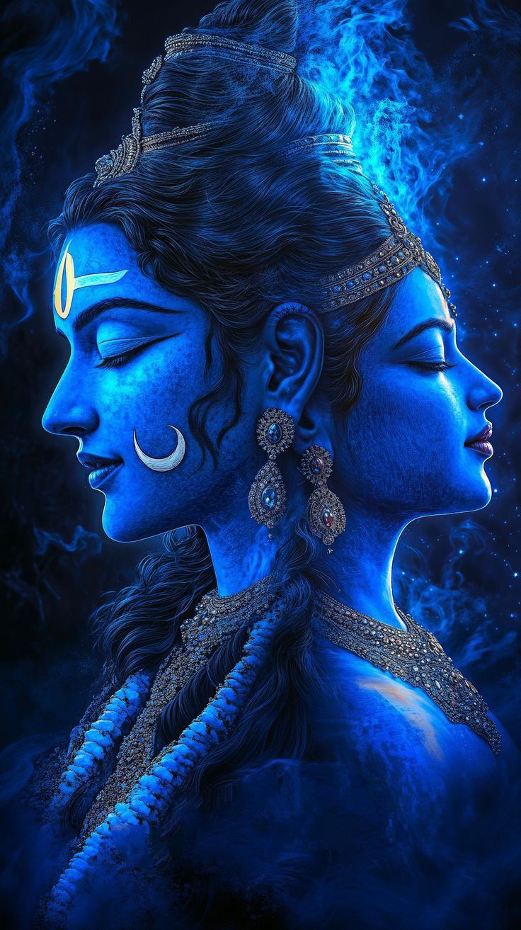Shiva and Parvati divine portrait wallpaper