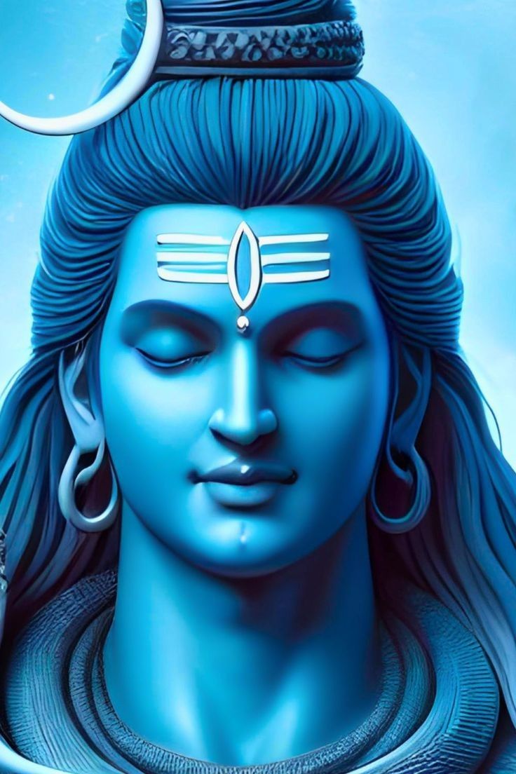 Close-up of serene Lord Shiva face.