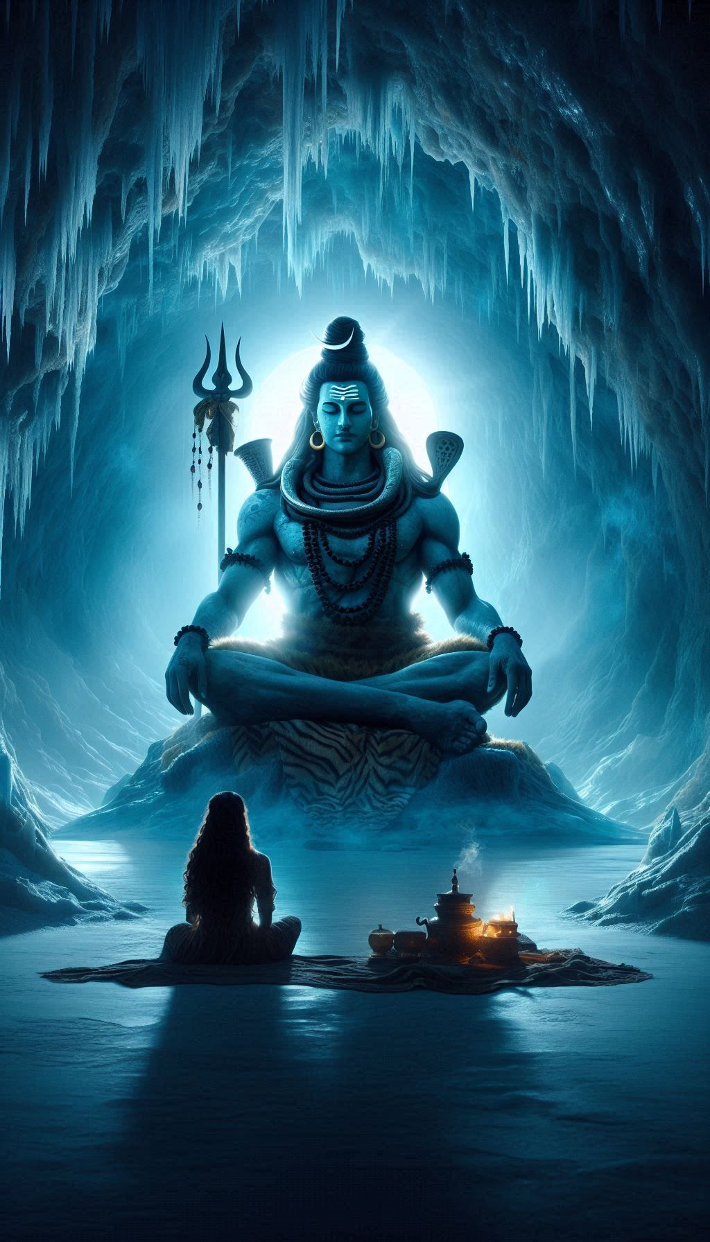 Meditating Shiva in ice cave