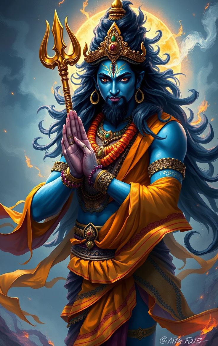 Powerful Shiva with Trishul portrait
