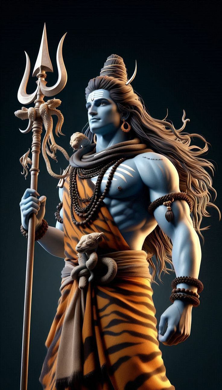 Lord Shiva with Trident and Serpent