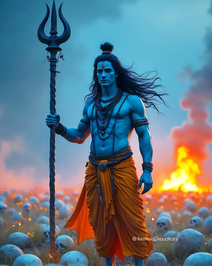 Lord Shiva standing with Trishul