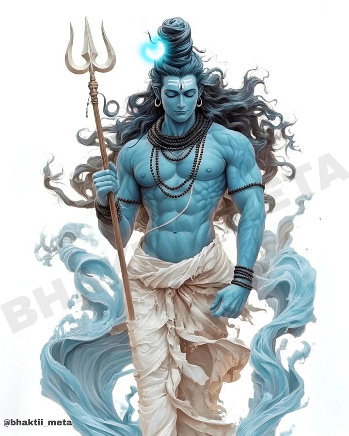 Powerful Shiva with Trishul and serpent