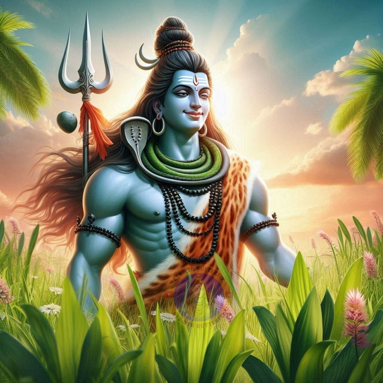 Shiva with Trishul, serene and powerful
