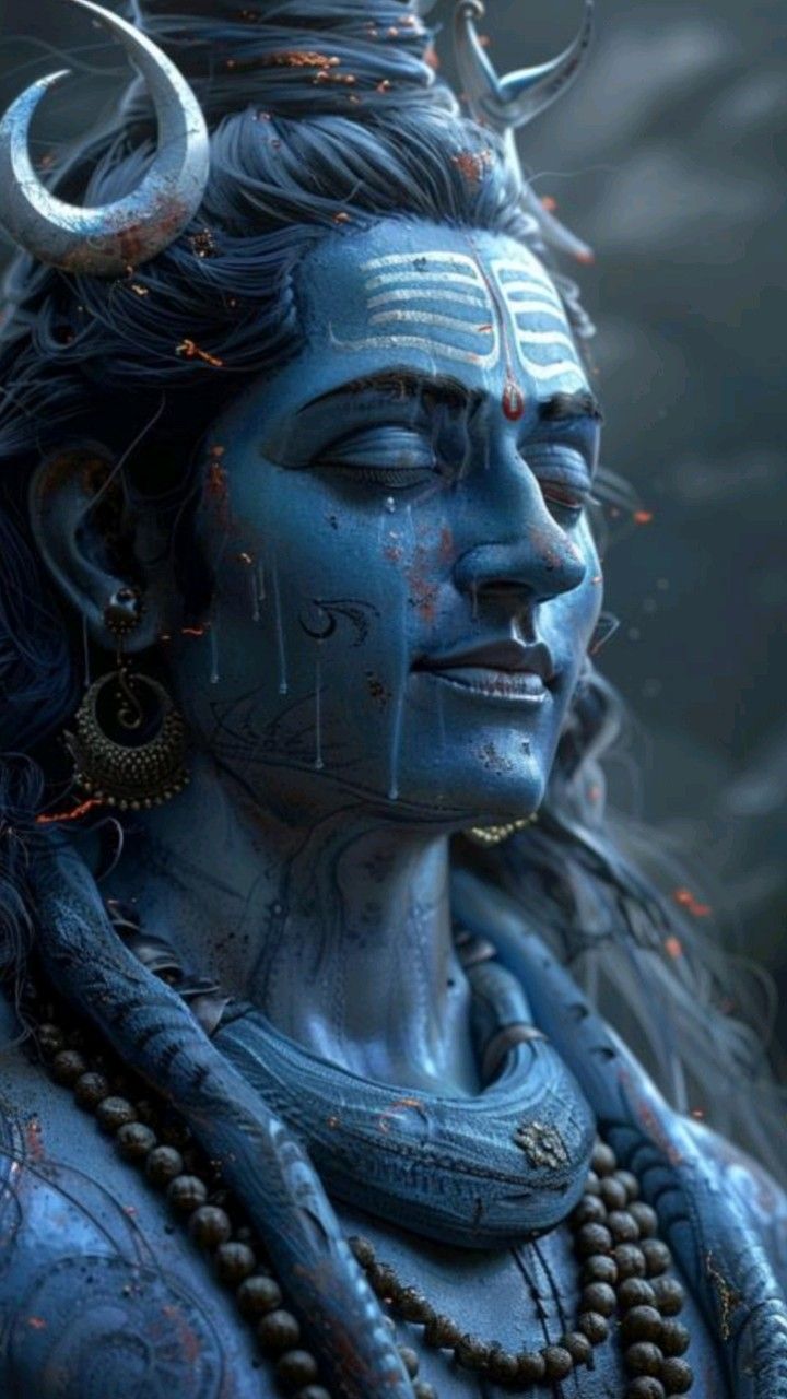 Blue-skinned Shiva in meditative pose