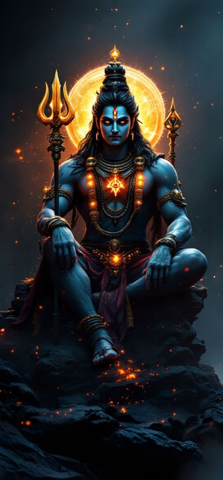 Meditating Shiva on mountain peak