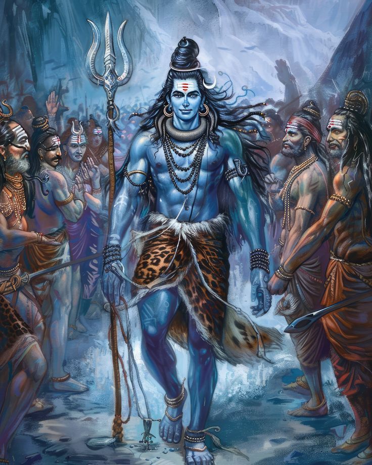 Lord Shiva emerging from the mountains.