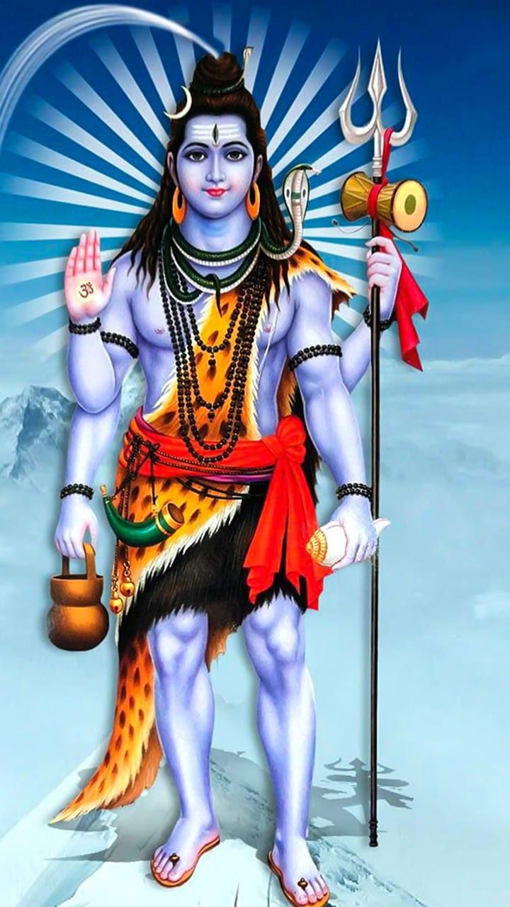 Lord Shiva standing with trident and damru