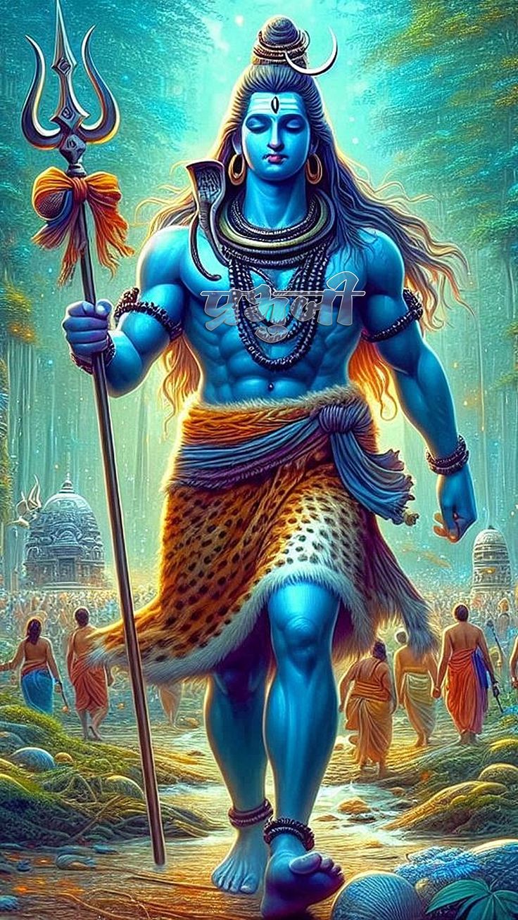 Lord Shiva descends with Trishul