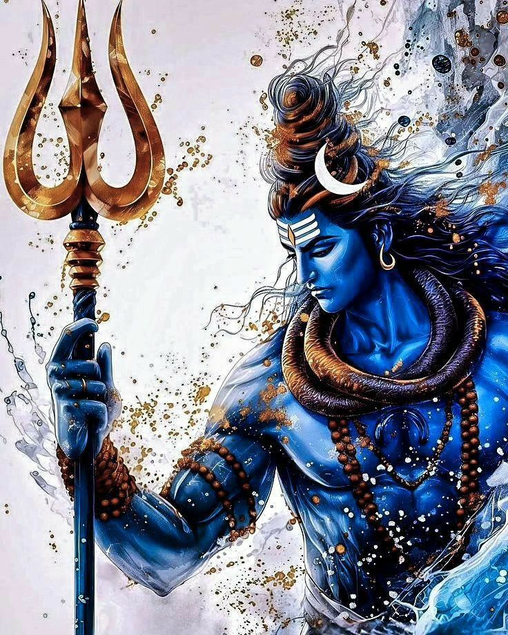 Powerful Shiva with Trishul and serpent