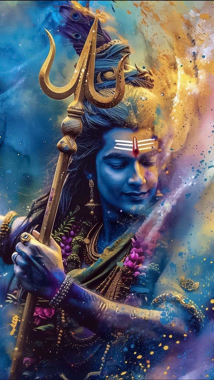 Shiva with Trishul, cosmic energy flowing