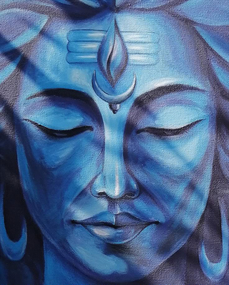 Serene Shiva portrait in blue hues