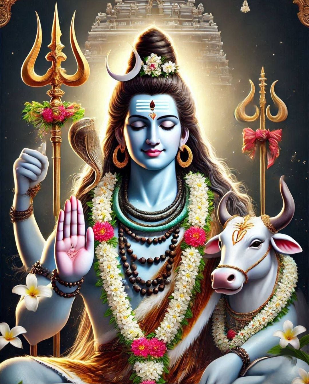 Lord Shiva with Nandi and Trishul