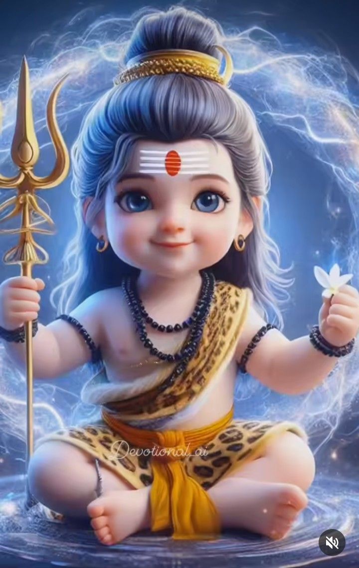 Cute baby Shiva holding trishul