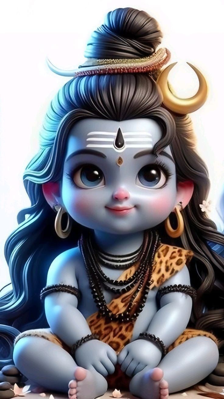 Baby Shiva with third eye and moon
