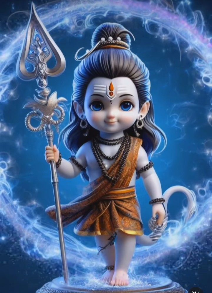 Cute baby Shiva holding Trishul