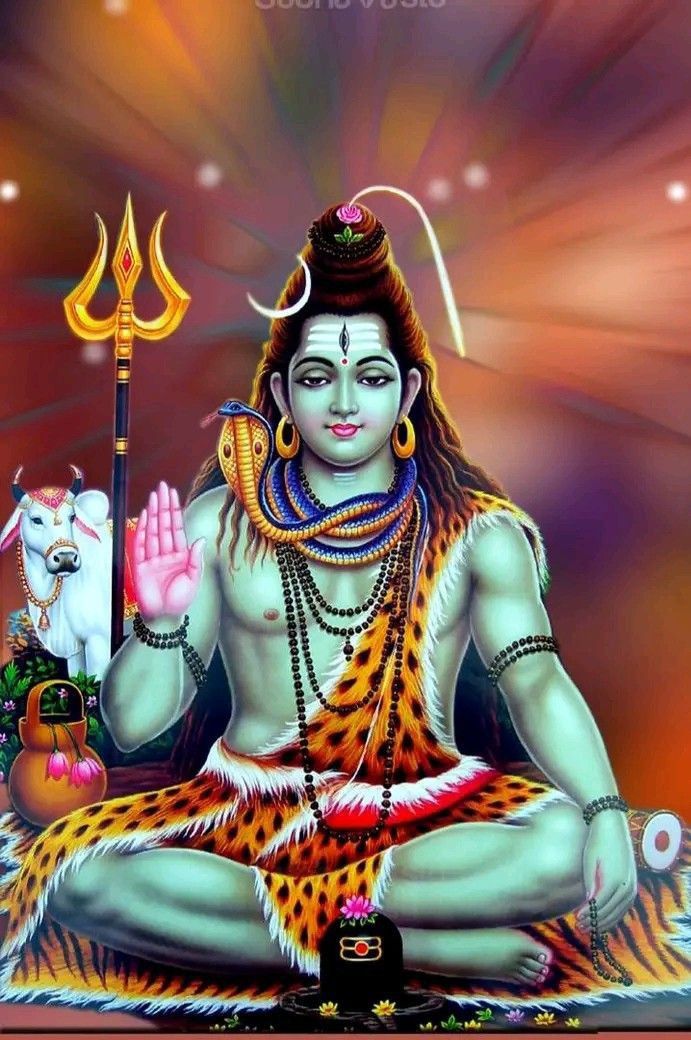Lord Shiva meditating on a lotus