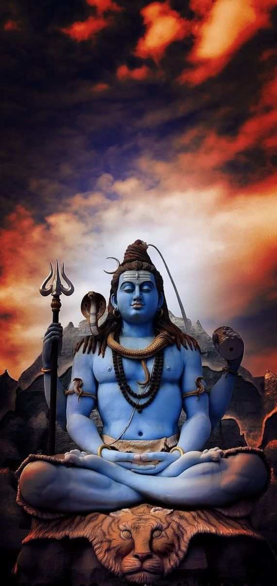 Meditating Shiva with Trishul and Serpent