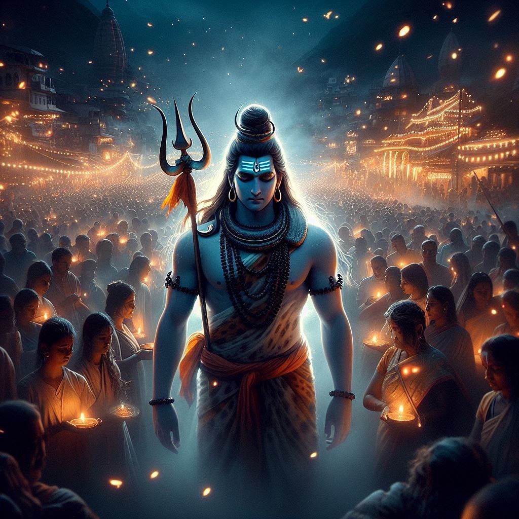 Lord Shiva descends among devotees