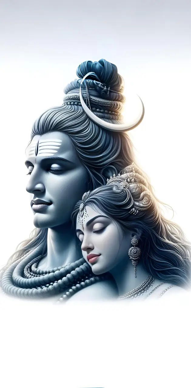 Shiva and Parvati divine couple portrait