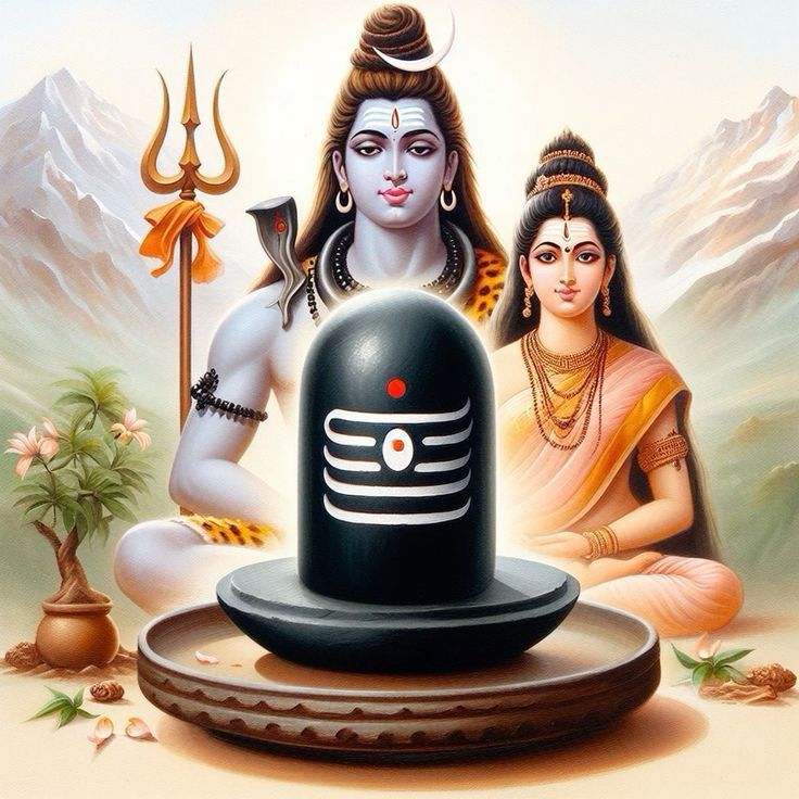 Shiva and Parvati with Shivalingam