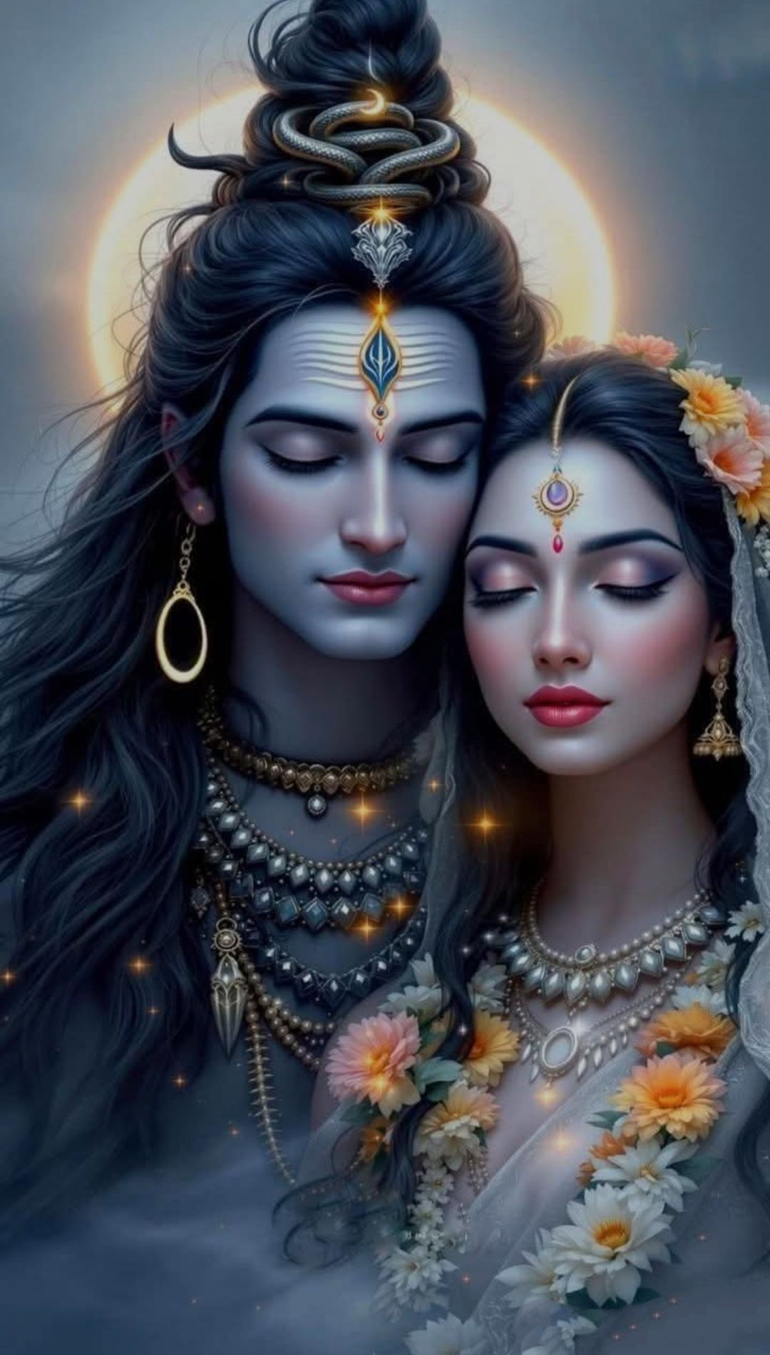 Shiva and Parvati in loving embrace.
